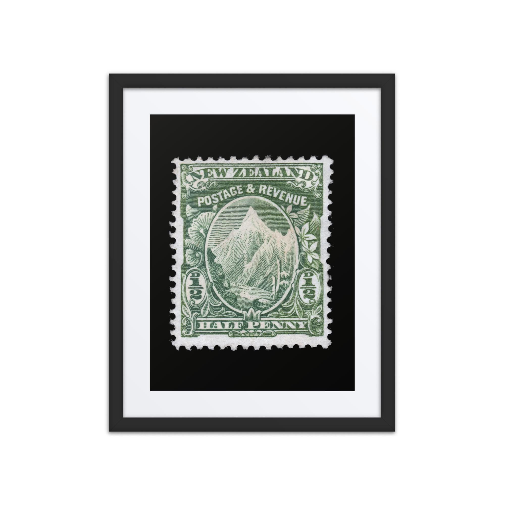 New Zealand #104 - 1902 - 1/2 penny - Mount Cook (Framed + Matted Print)