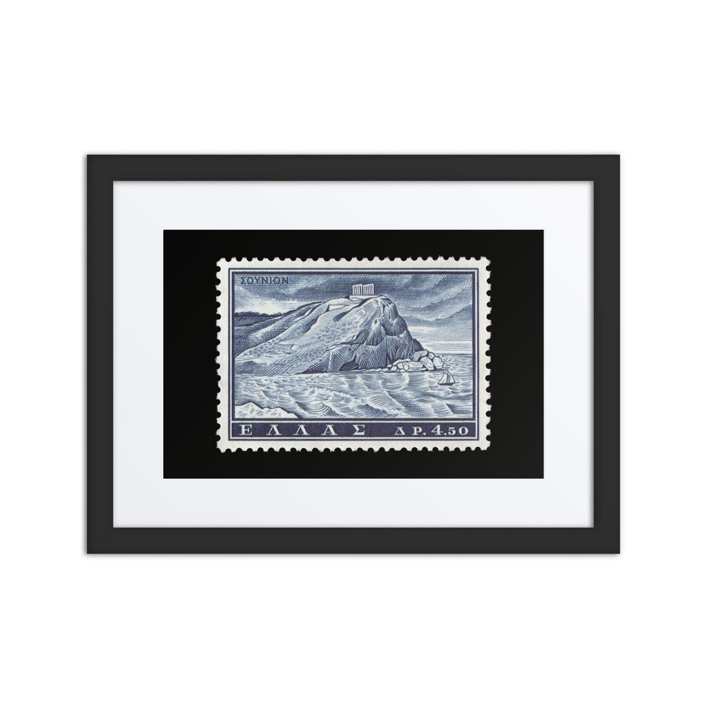 Greece Stamp #701 - 1961 - Temple of Poseidon (Framed + Matted Print)