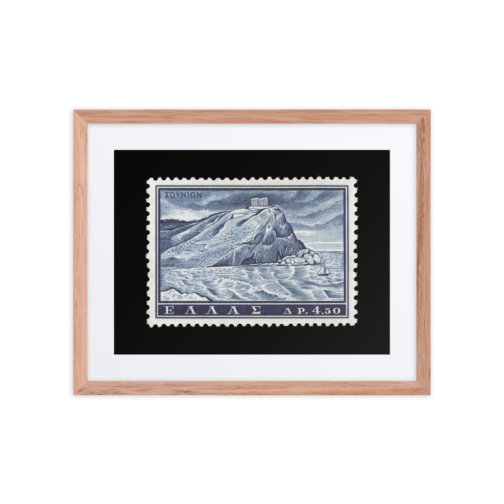 Greece Stamp #701 - 1961 - Temple of Poseidon (Framed + Matted Print)