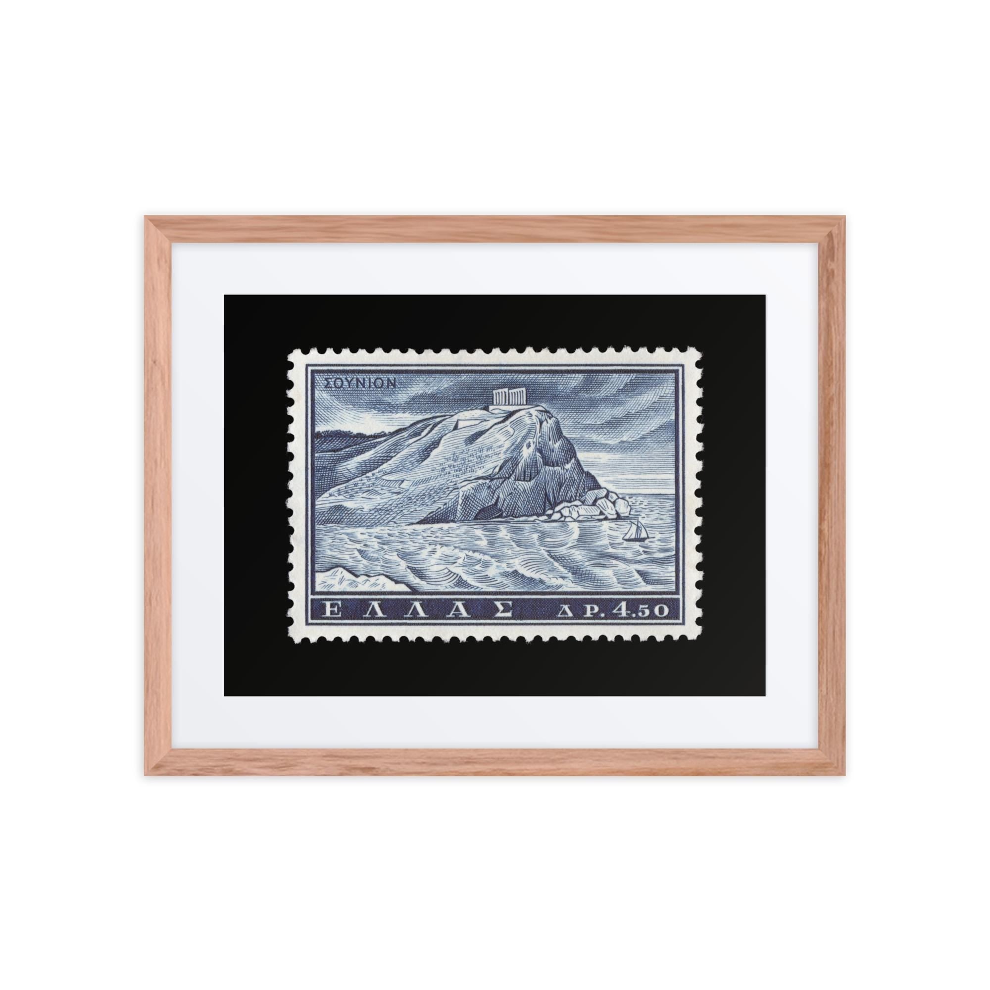 Greece Stamp #701 - 1961 - Temple of Poseidon (Framed + Matted Print)