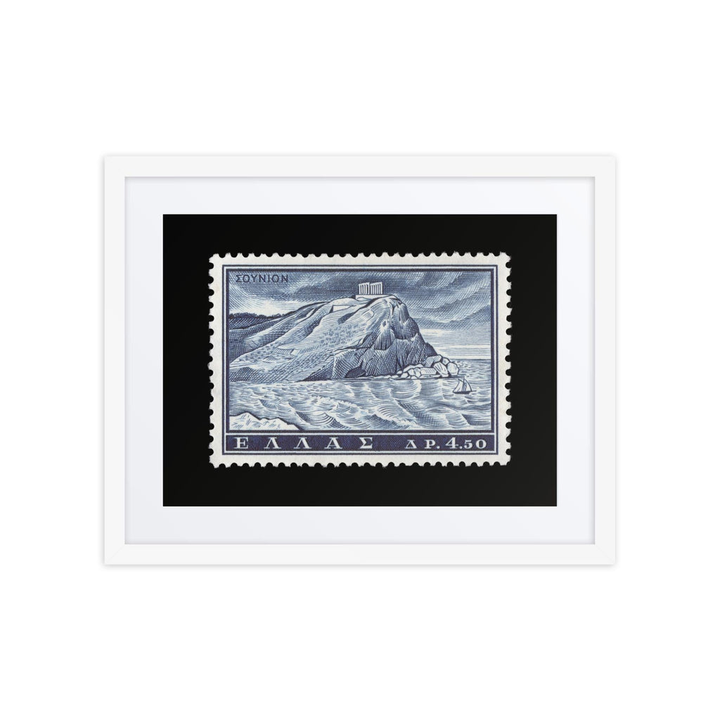 Greece Stamp #701 - 1961 - Temple of Poseidon (Framed + Matted Print)