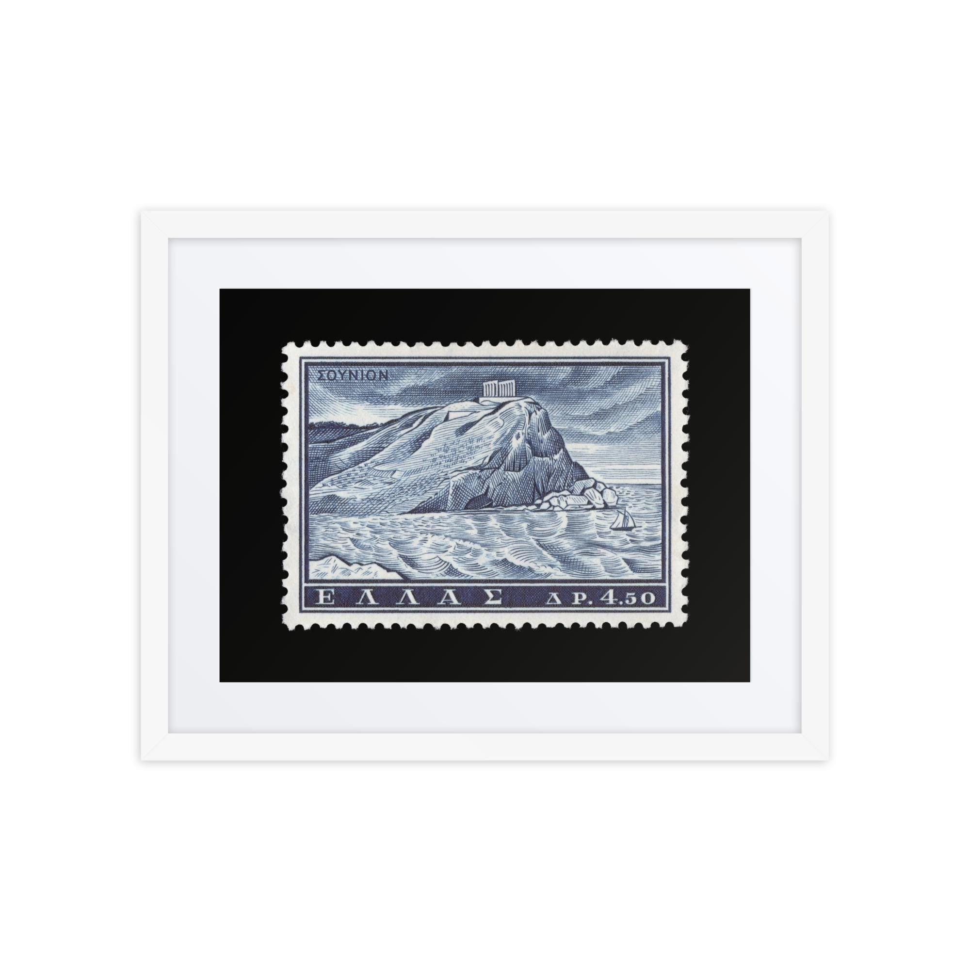 Greece Stamp #701 - 1961 - Temple of Poseidon (Framed + Matted Print)