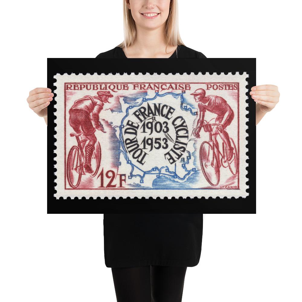France Stamp #693 - 1953 - Tour de France (Poster Print)