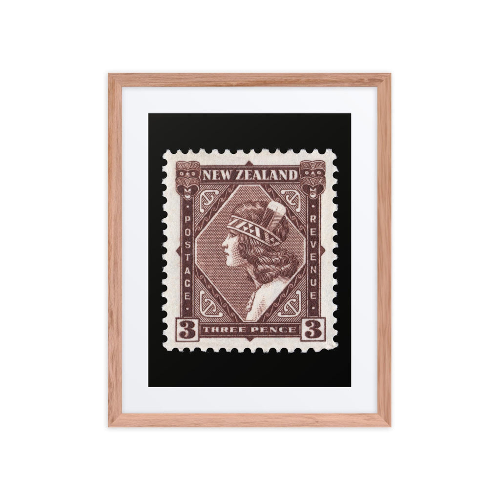 New Zealand #208 - 1902 - Maori Girl Wearing Tiki (Framed + Matted Print)