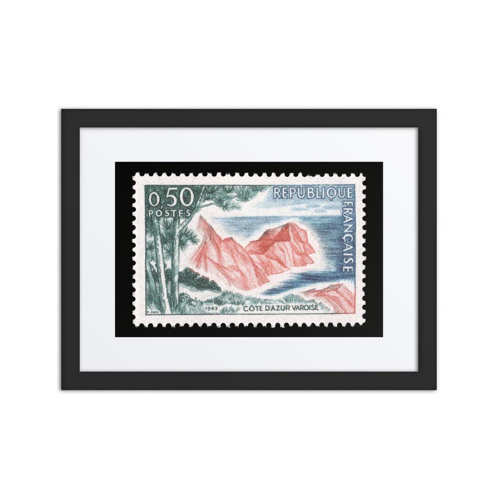 France Stamp #1069 - 1963 - Cote d'Azur Varoise (Framed + Matted Print)
