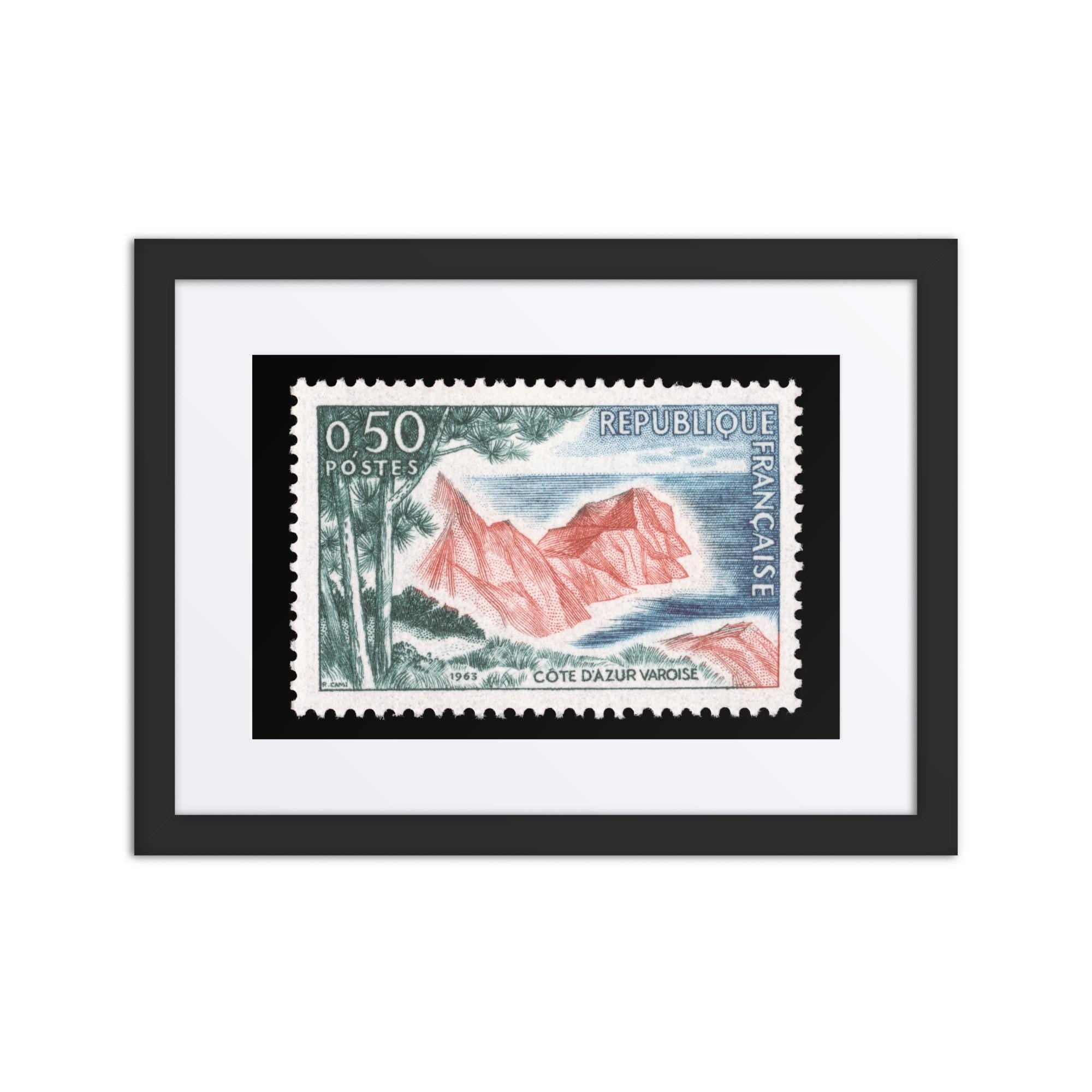 France Stamp #1069 - 1963 - Cote d'Azur Varoise (Framed + Matted Print)