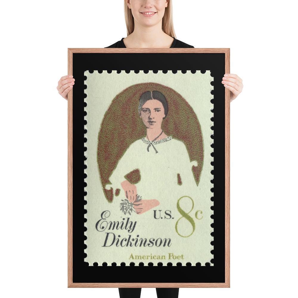 US Stamp #1436 - 1971 - 8 cent - Emily Dickinson - Framed Print
