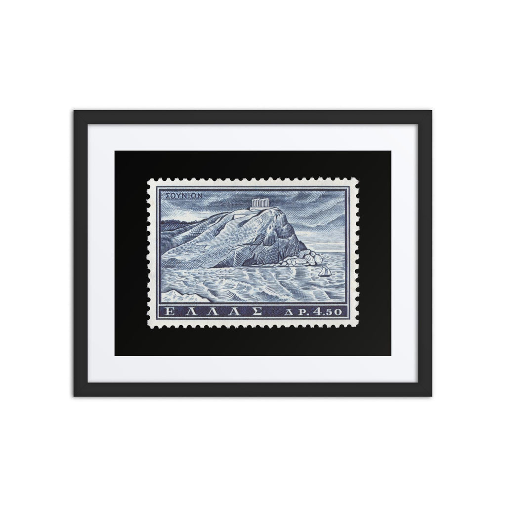 Greece Stamp #701 - 1961 - Temple of Poseidon (Framed + Matted Print)