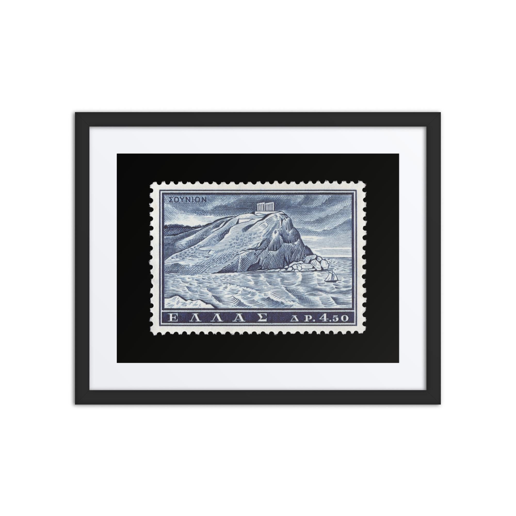 Greece Stamp #701 - 1961 - Temple of Poseidon (Framed + Matted Print)