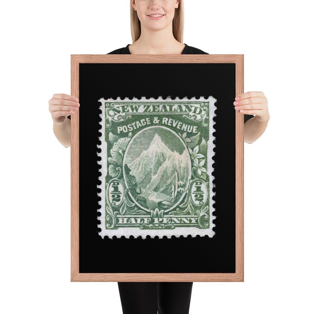 New Zealand #104 - 1902 - 1/2 penny - Mount Cook (Framed Print)