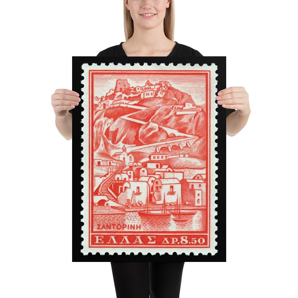 Greece Stamp #706 - 1961 - Island of Santorini Port (Poster Print)