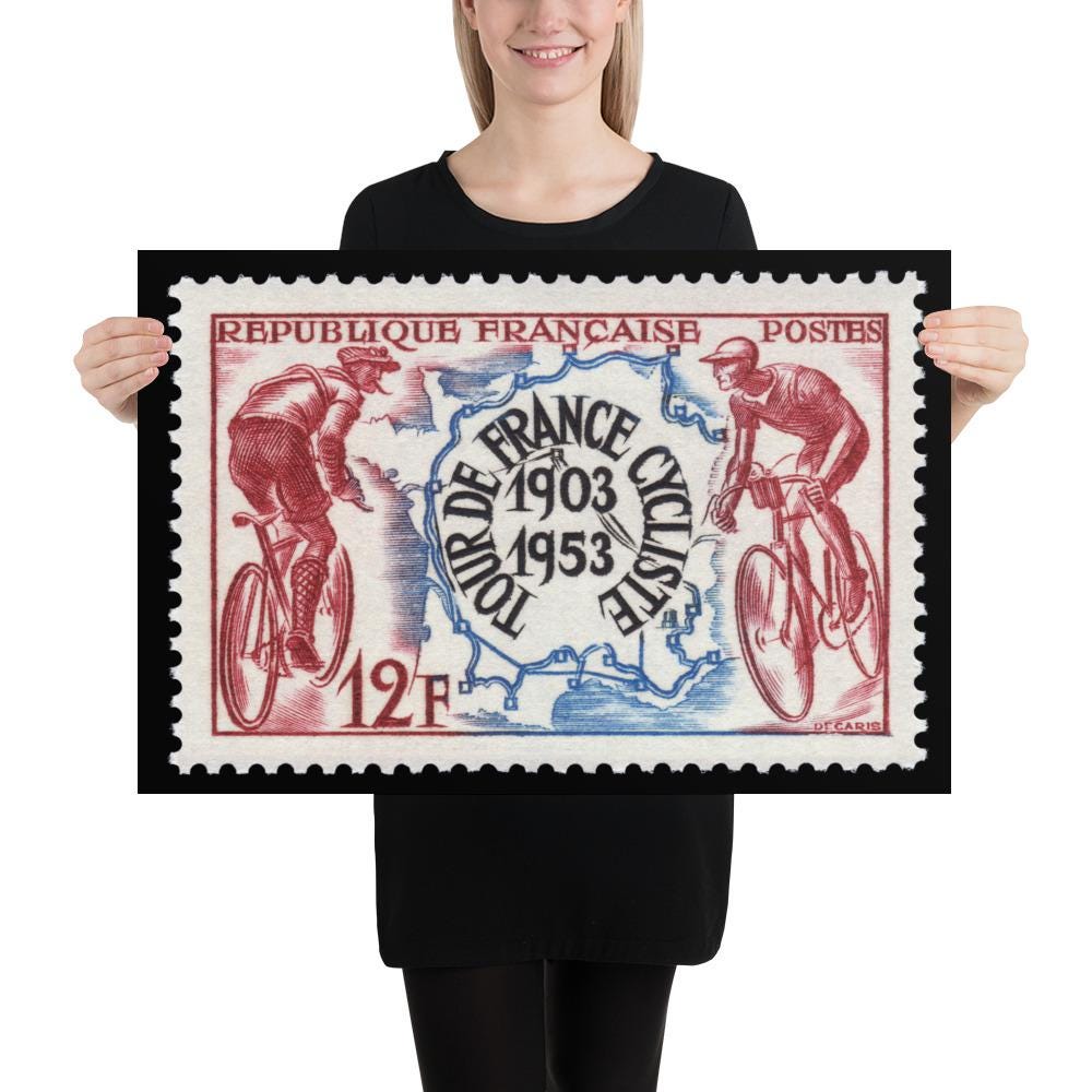 France Stamp #693 - 1953 - Tour de France (Poster Print)