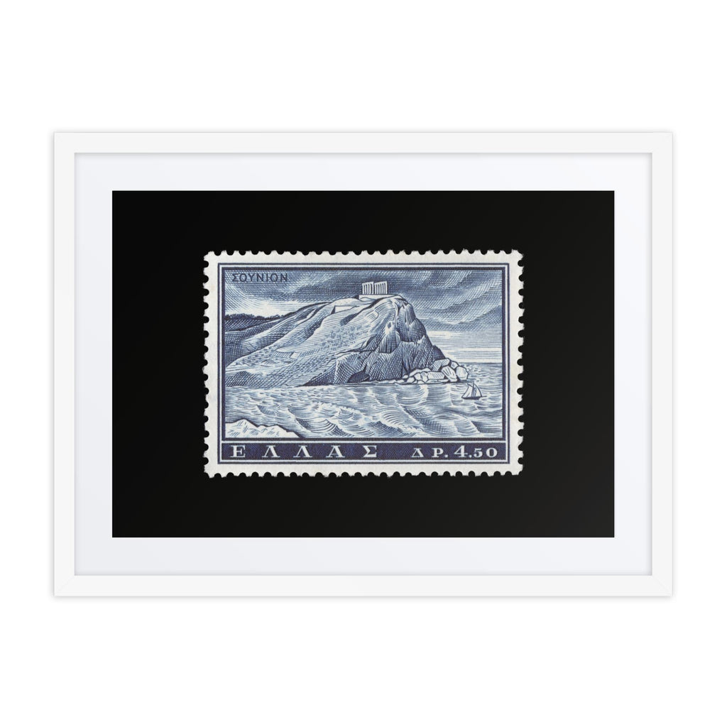Greece Stamp #701 - 1961 - Temple of Poseidon (Framed + Matted Print)