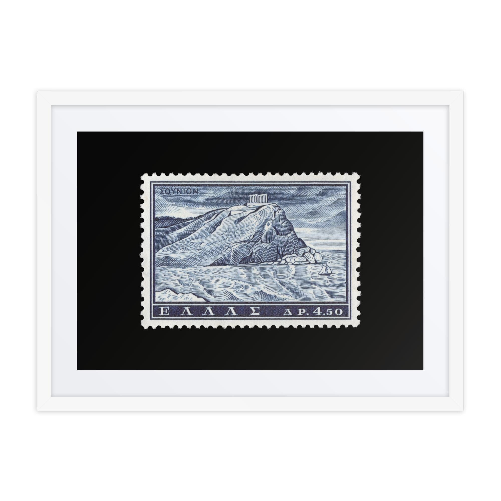 Greece Stamp #701 - 1961 - Temple of Poseidon (Framed + Matted Print)