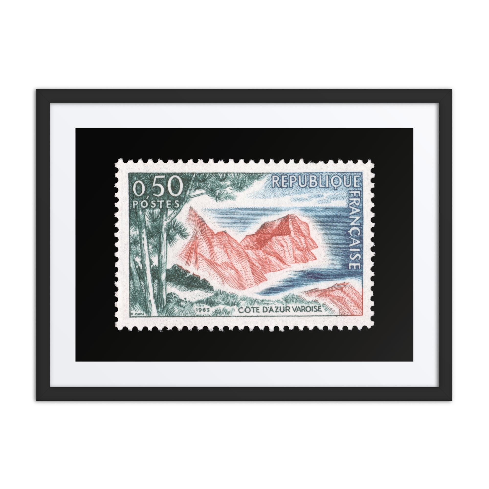 France Stamp #1069 - 1963 - Cote d'Azur Varoise (Framed + Matted Print)