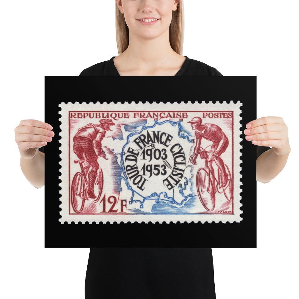 France Stamp #693 - 1953 - Tour de France (Poster Print)