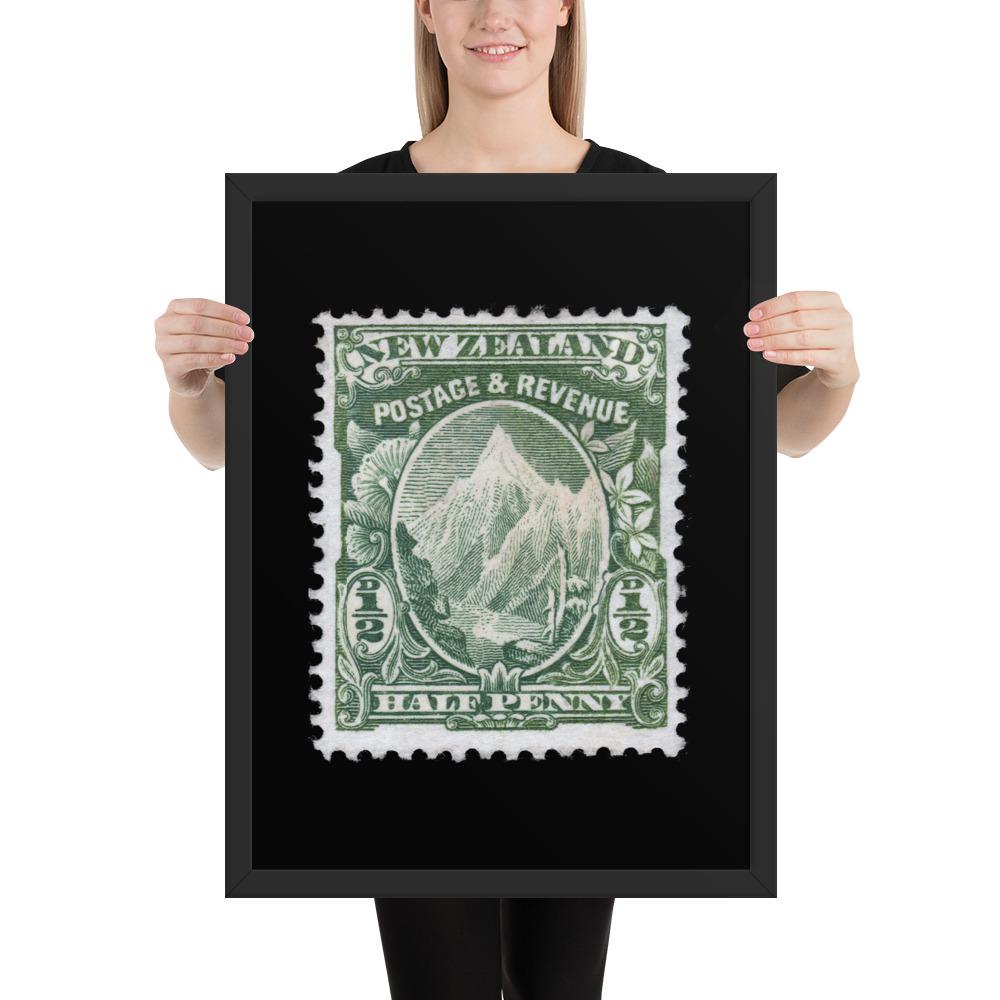 New Zealand #104 - 1902 - 1/2 penny - Mount Cook (Framed Print)