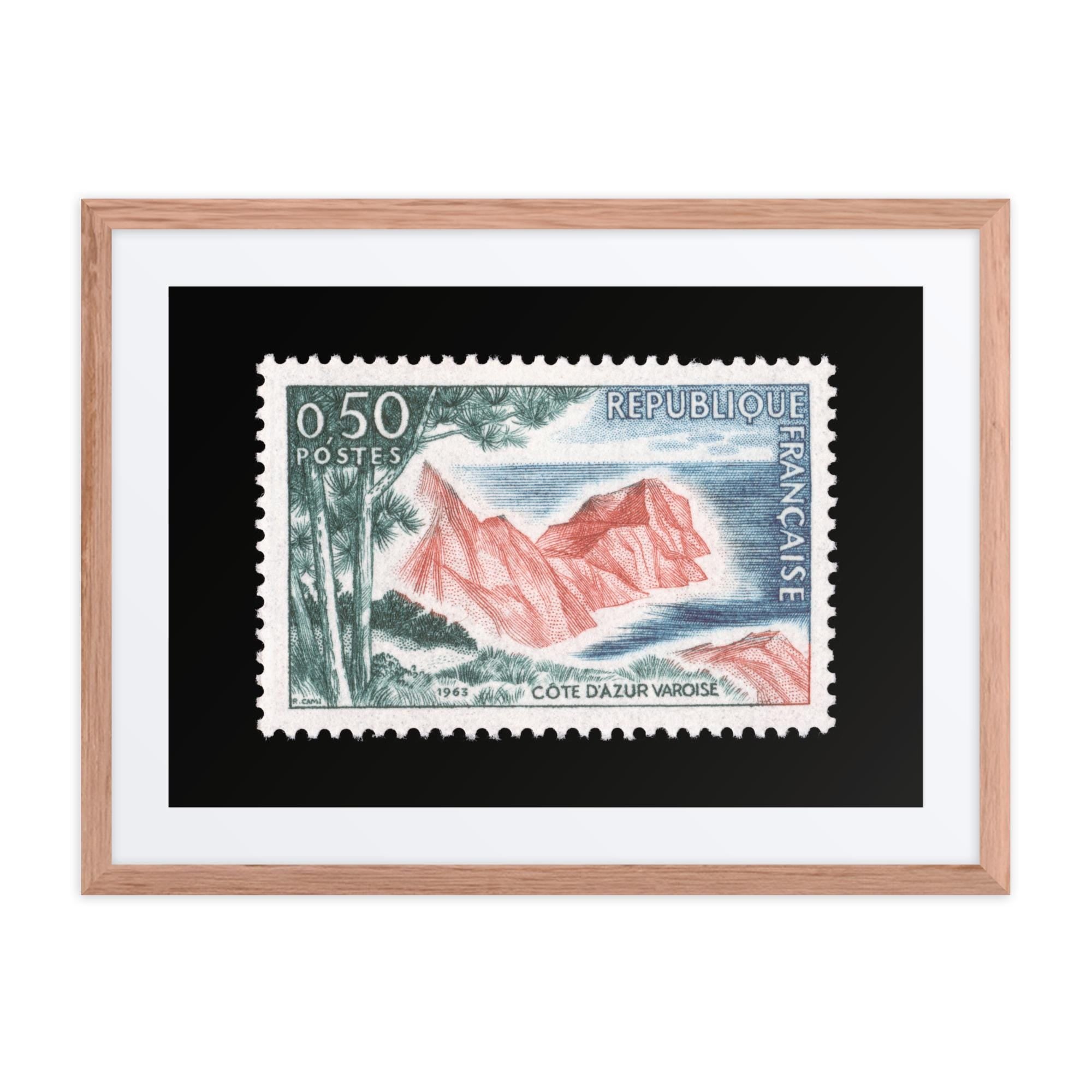 France Stamp #1069 - 1963 - Cote d'Azur Varoise (Framed + Matted Print)