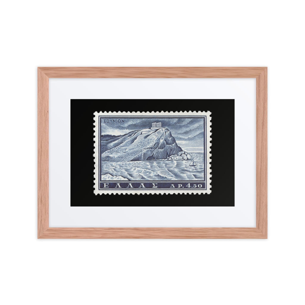 Greece Stamp #701 - 1961 - Temple of Poseidon (Framed + Matted Print)