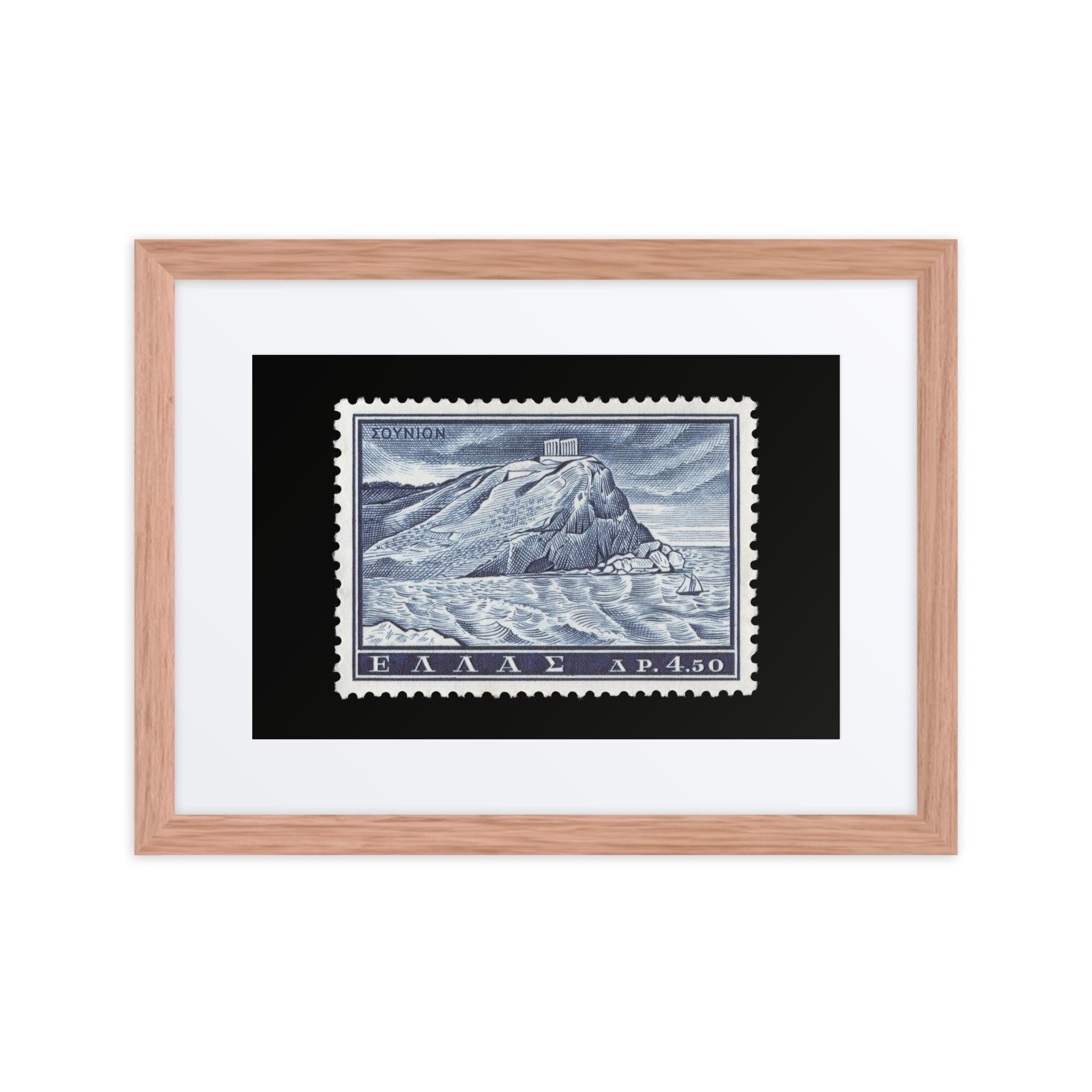 Greece Stamp #701 - 1961 - Temple of Poseidon (Framed + Matted Print)