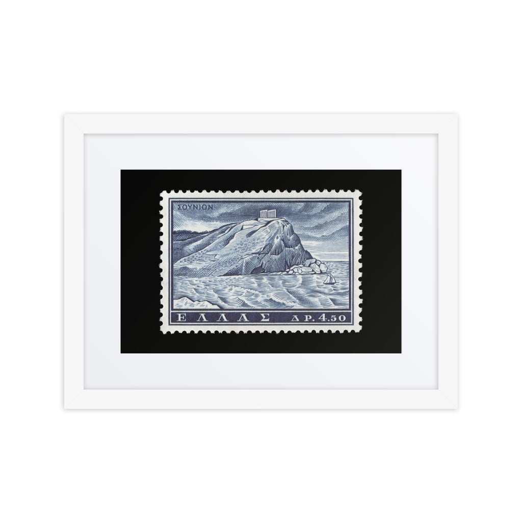 Greece Stamp #701 - 1961 - Temple of Poseidon (Framed + Matted Print)