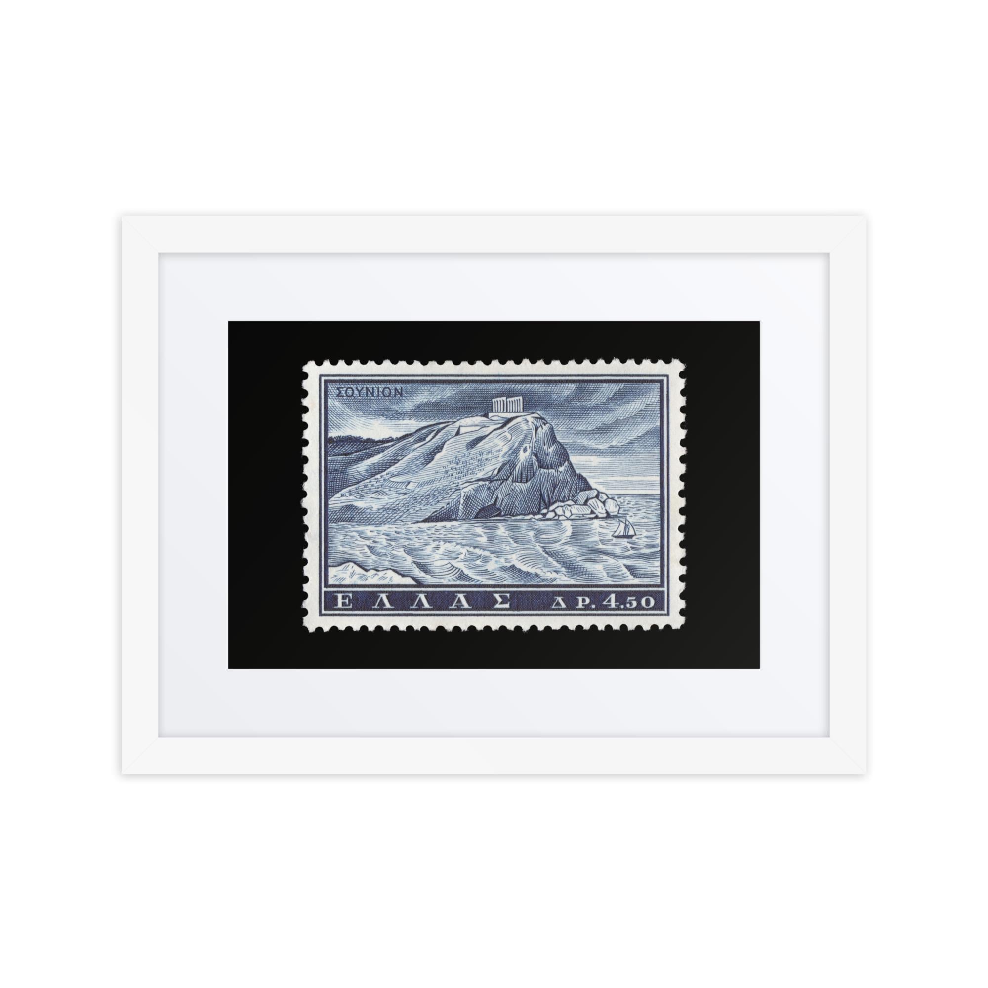Greece Stamp #701 - 1961 - Temple of Poseidon (Framed + Matted Print)