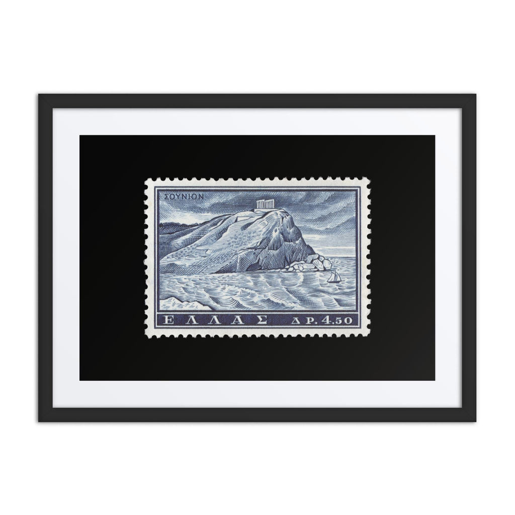 Greece Stamp #701 - 1961 - Temple of Poseidon (Framed + Matted Print)