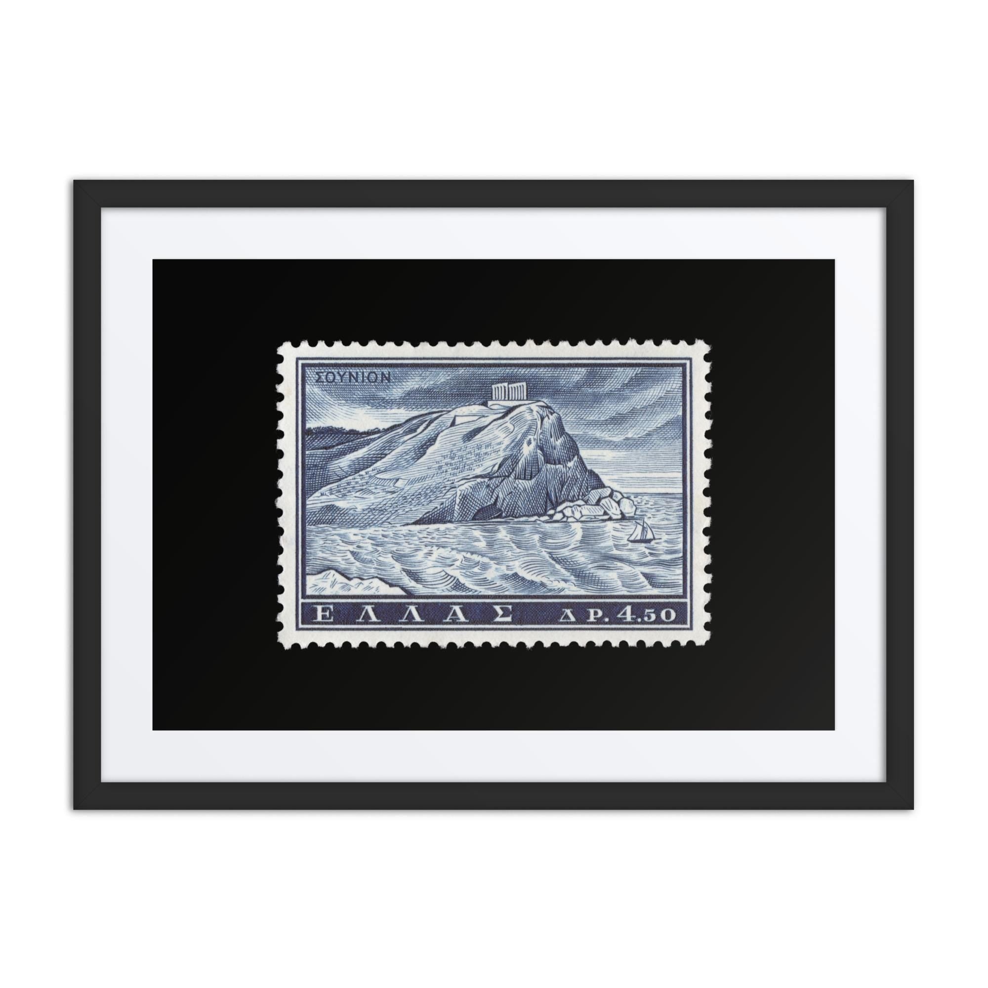 Greece Stamp #701 - 1961 - Temple of Poseidon (Framed + Matted Print)