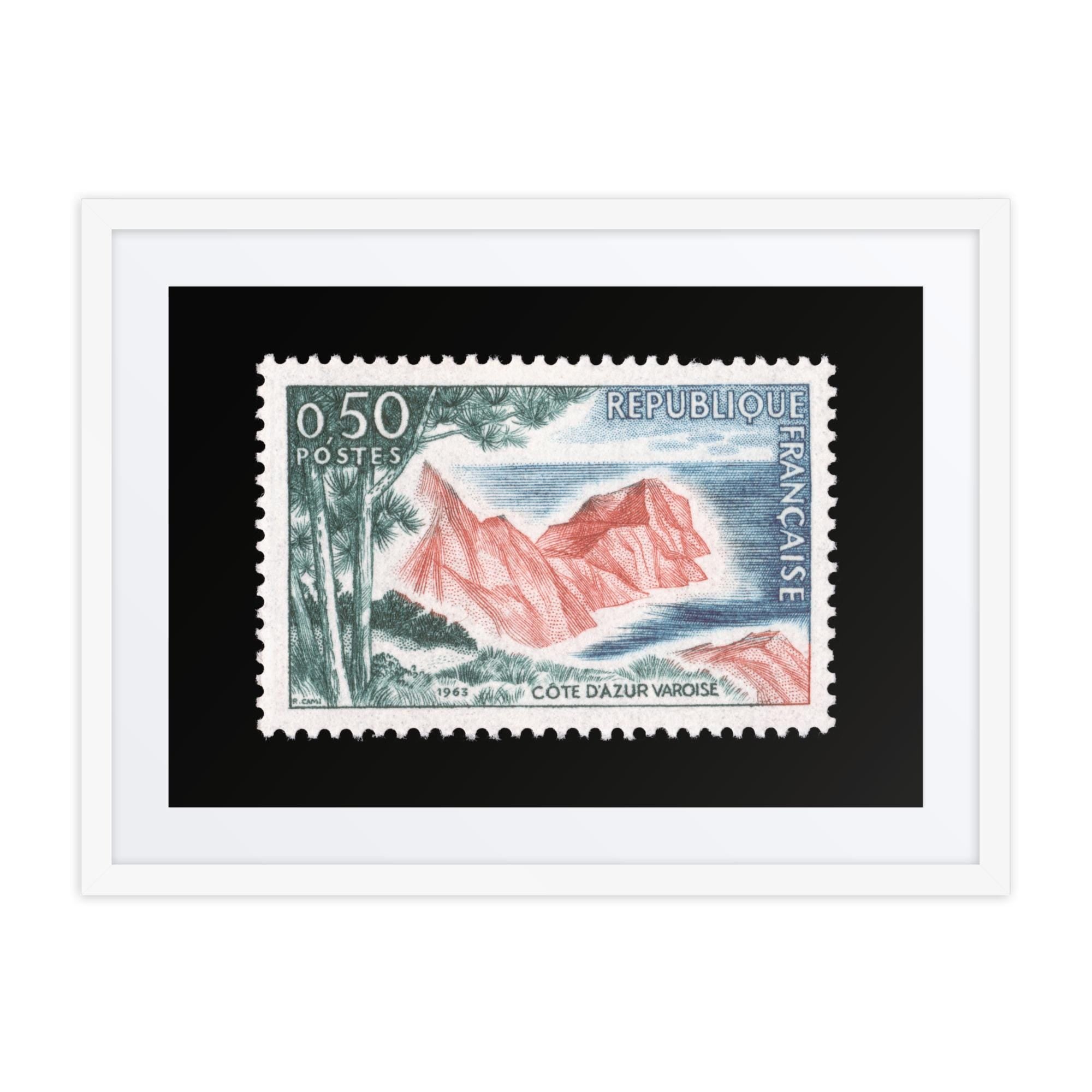 France Stamp #1069 - 1963 - Cote d'Azur Varoise (Framed + Matted Print)
