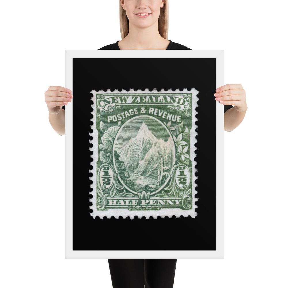 New Zealand #104 - 1902 - 1/2 penny - Mount Cook (Framed Print)