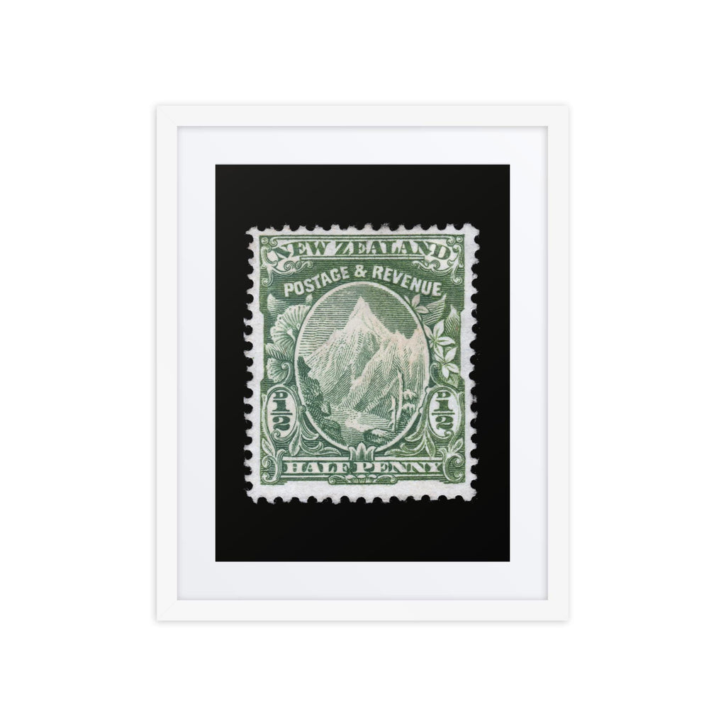 New Zealand #104 - 1902 - 1/2 penny - Mount Cook (Framed + Matted Print)