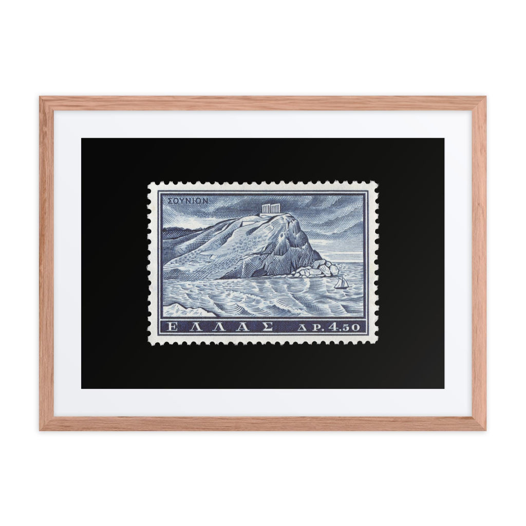 Greece Stamp #701 - 1961 - Temple of Poseidon (Framed + Matted Print)