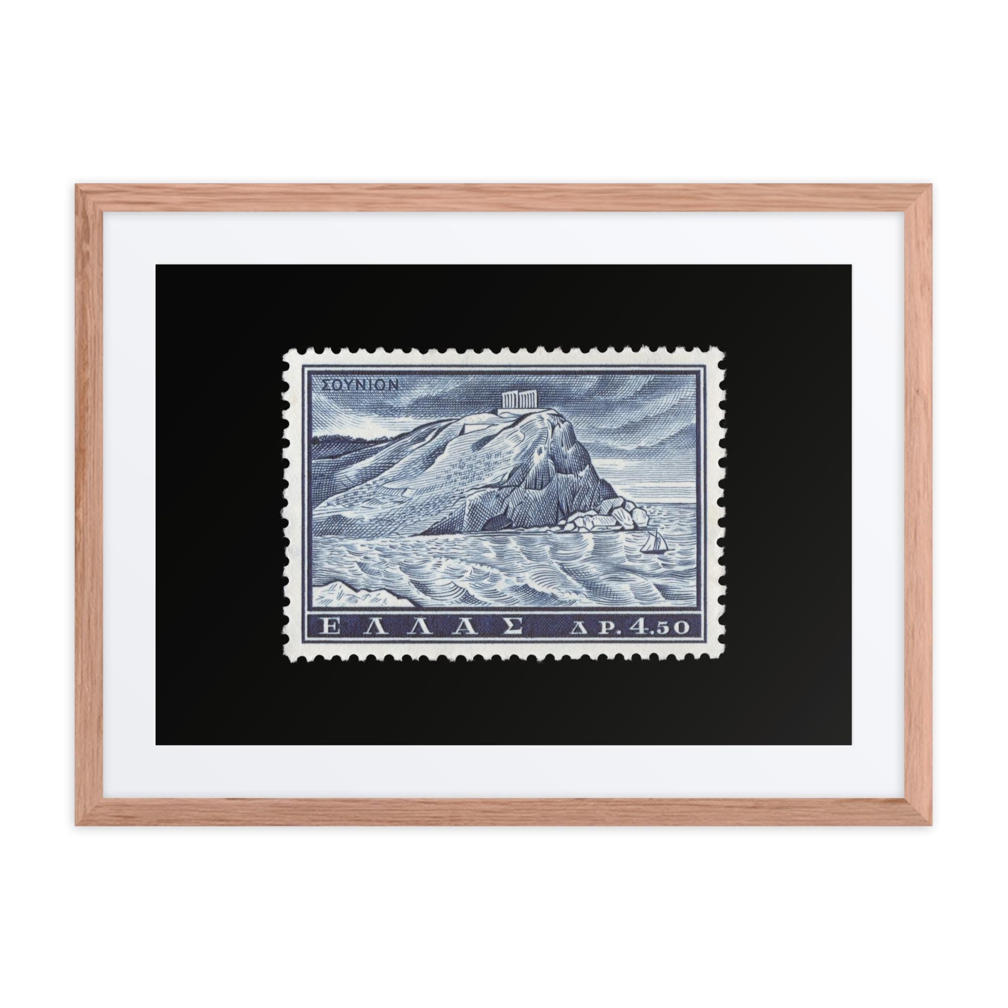 Greece Stamp #701 - 1961 - Temple of Poseidon (Framed + Matted Print)