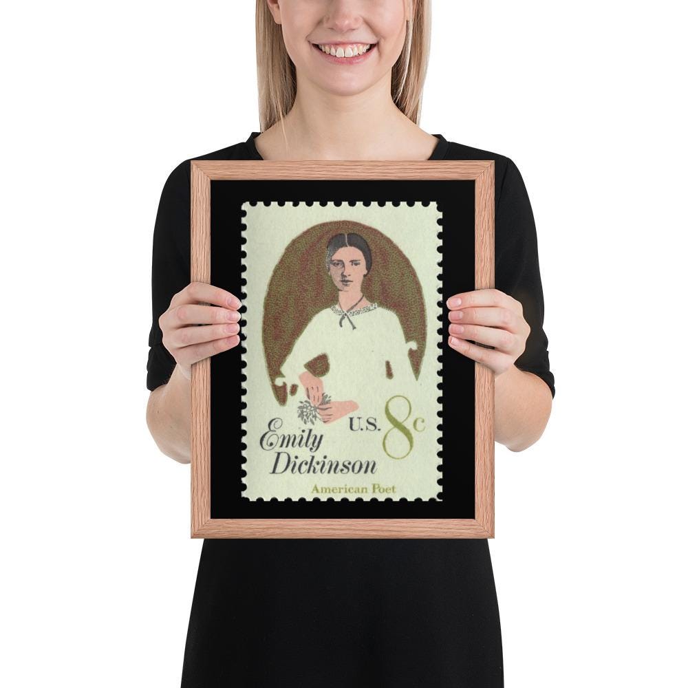US Stamp #1436 - 1971 - 8 cent - Emily Dickinson - Framed Print