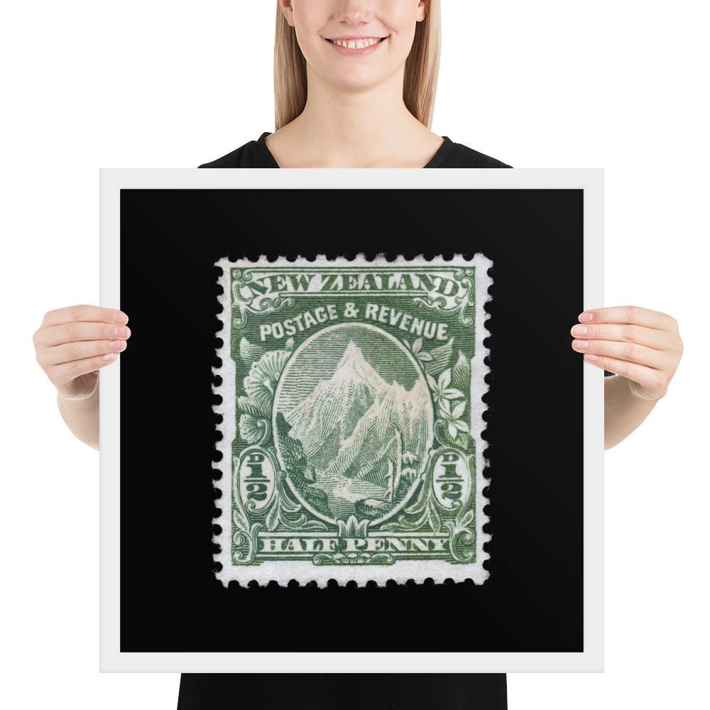 New Zealand #104 - 1902 - 1/2 penny - Mount Cook (Framed Print)