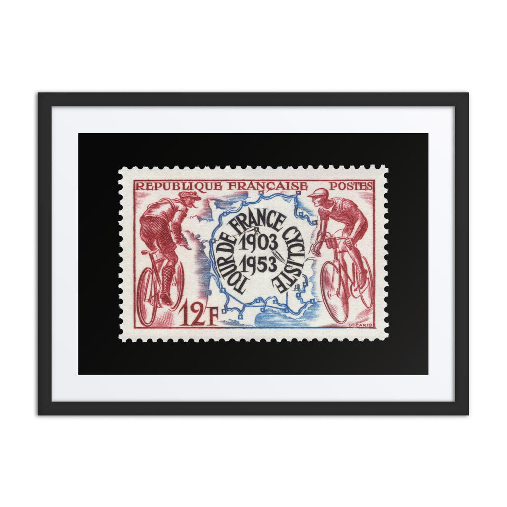 France Stamp #693 - 1953 - Tour de France (Framed + Matted Print)