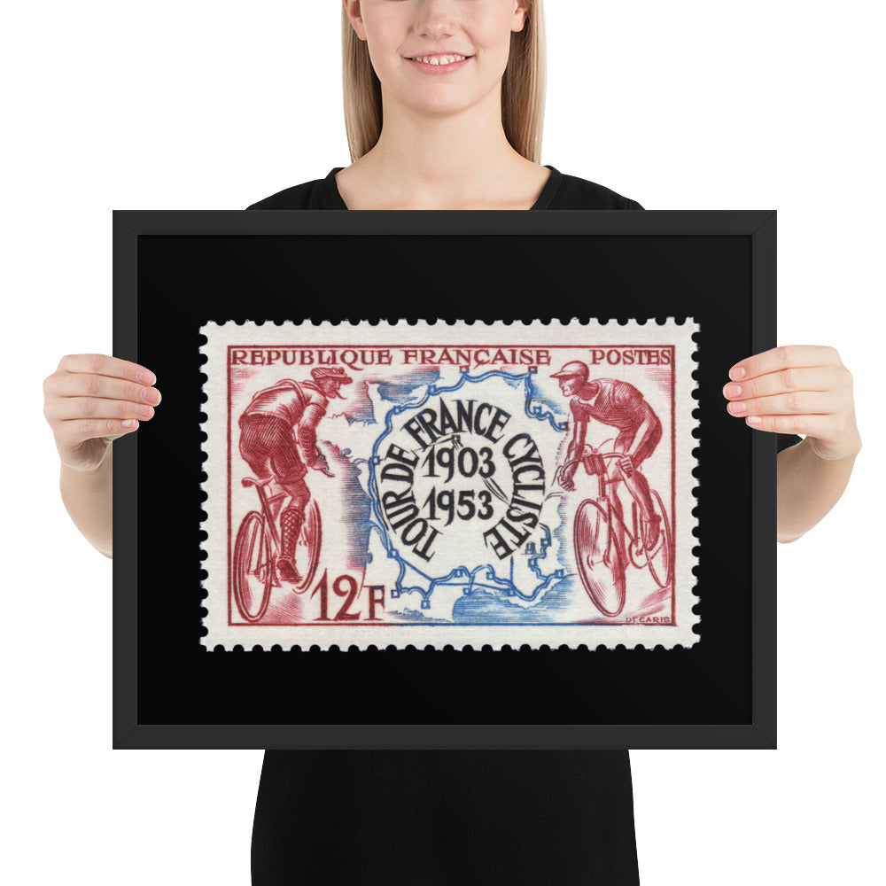 France Stamp #693 - 1953 - Tour de France (Framed Print)