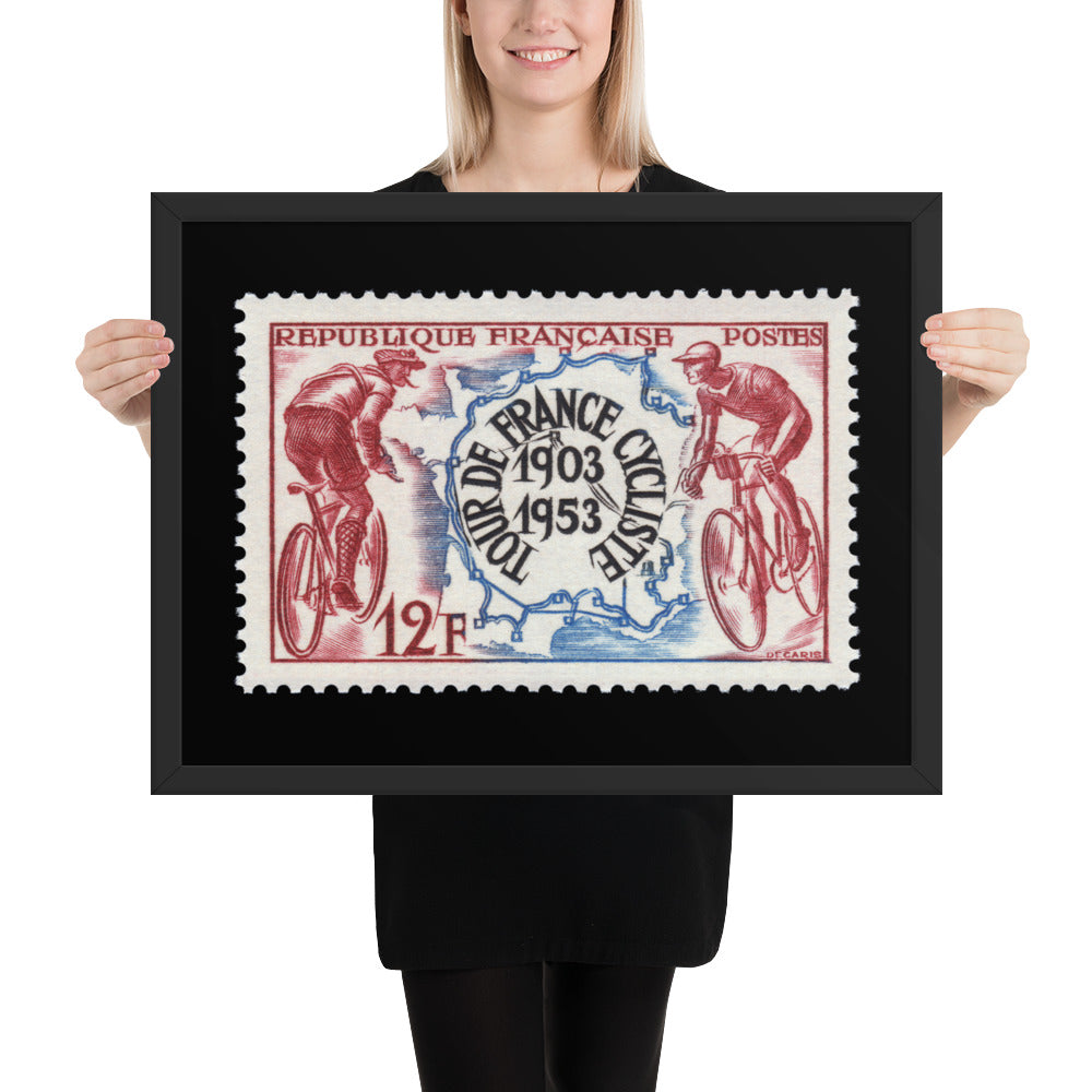 France Stamp #693 - 1953 - Tour de France (Framed Print)