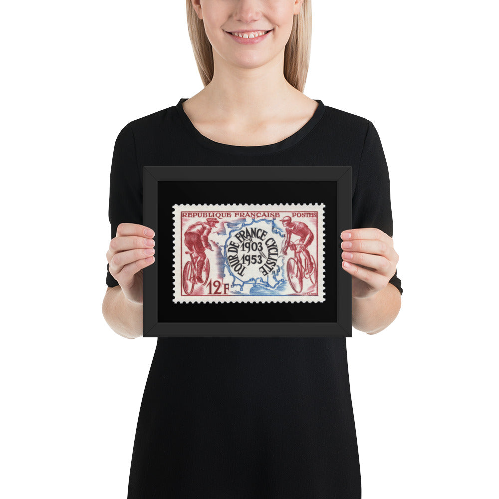 France Stamp #693 - 1953 - Tour de France (Framed Print)