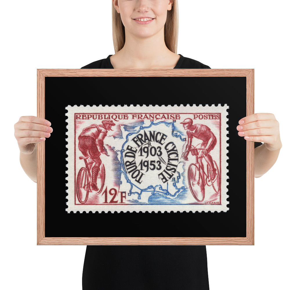 France Stamp #693 - 1953 - Tour de France (Framed Print)