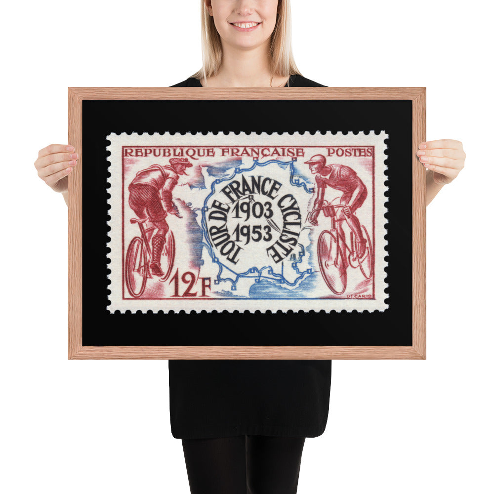 France Stamp #693 - 1953 - Tour de France (Framed Print)