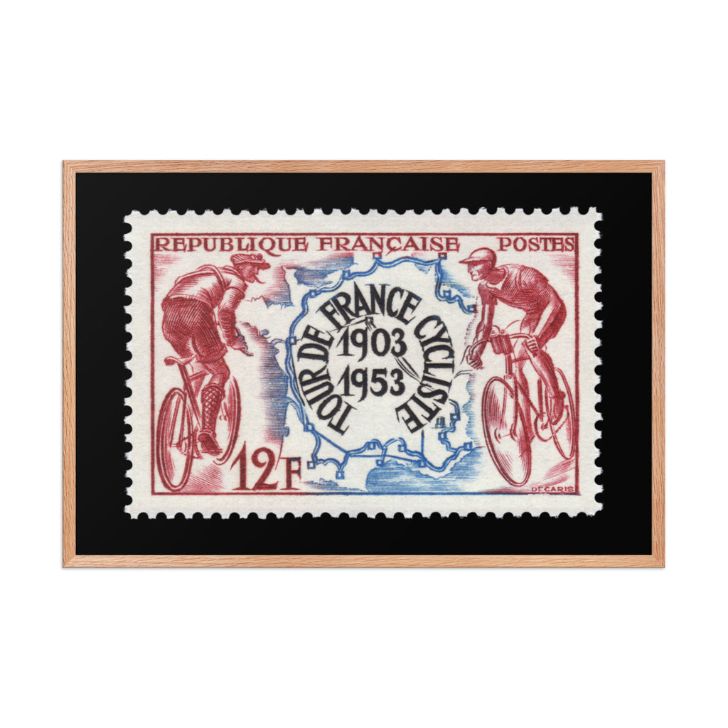 France Stamp #693 - 1953 - Tour de France (Framed Print)