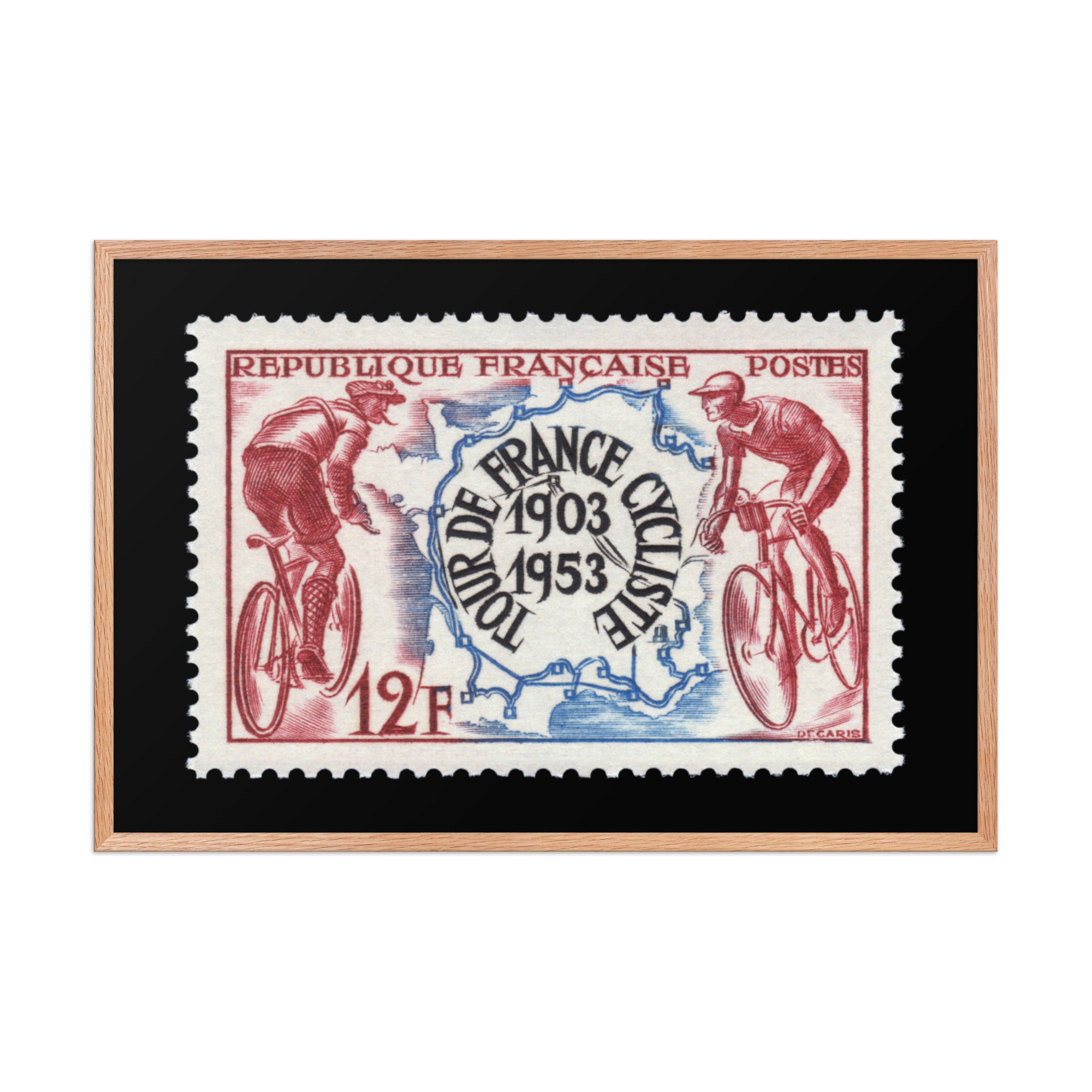 France Stamp #693 - 1953 - Tour de France (Framed Print)