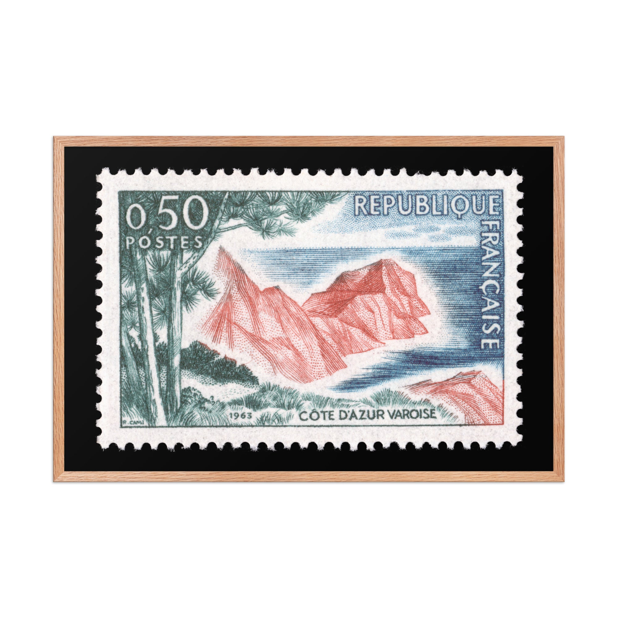 France Stamp #1069 - 1963 - Cote d'Azur Varoise (Framed Print)