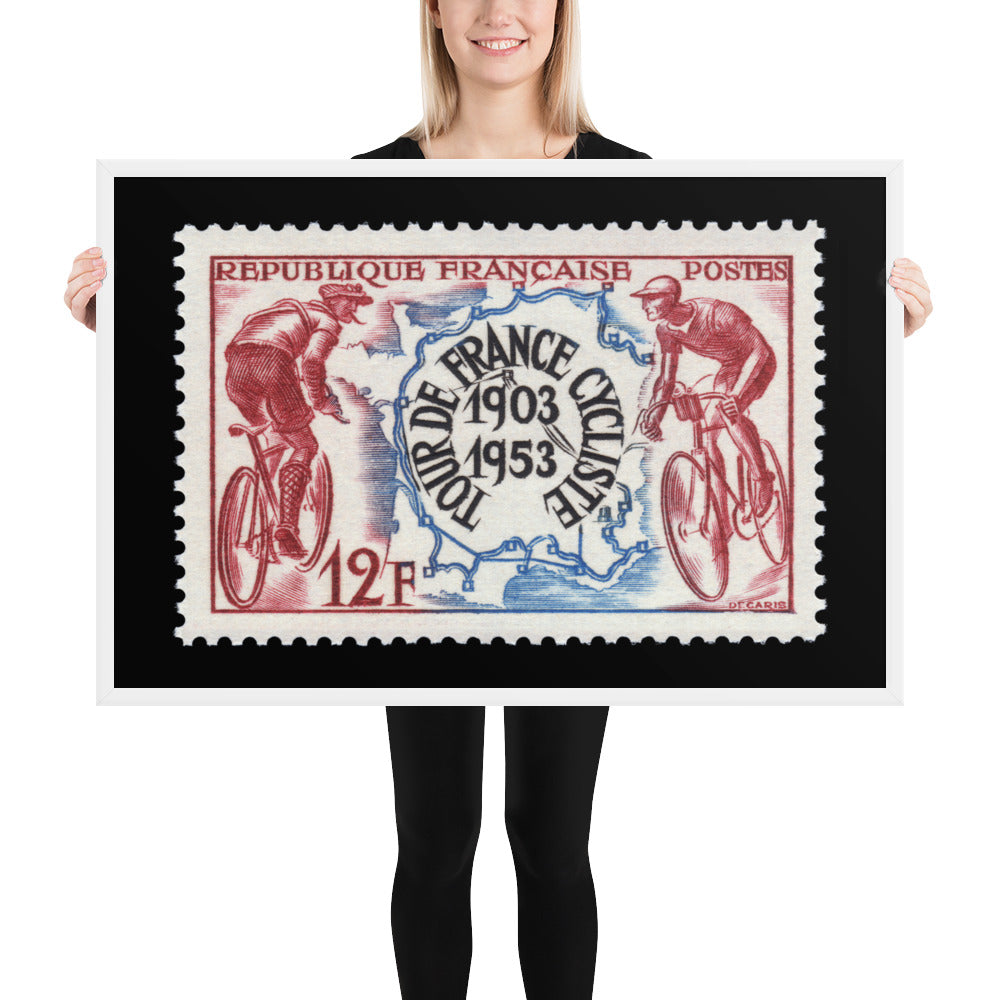 France Stamp #693 - 1953 - Tour de France (Framed Print)