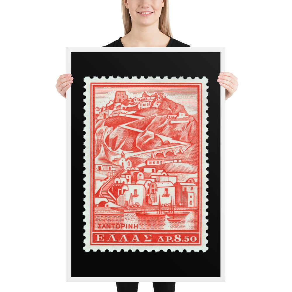 Greece Stamp #706 - 1961 - Island of Santorini Port (Framed Print)