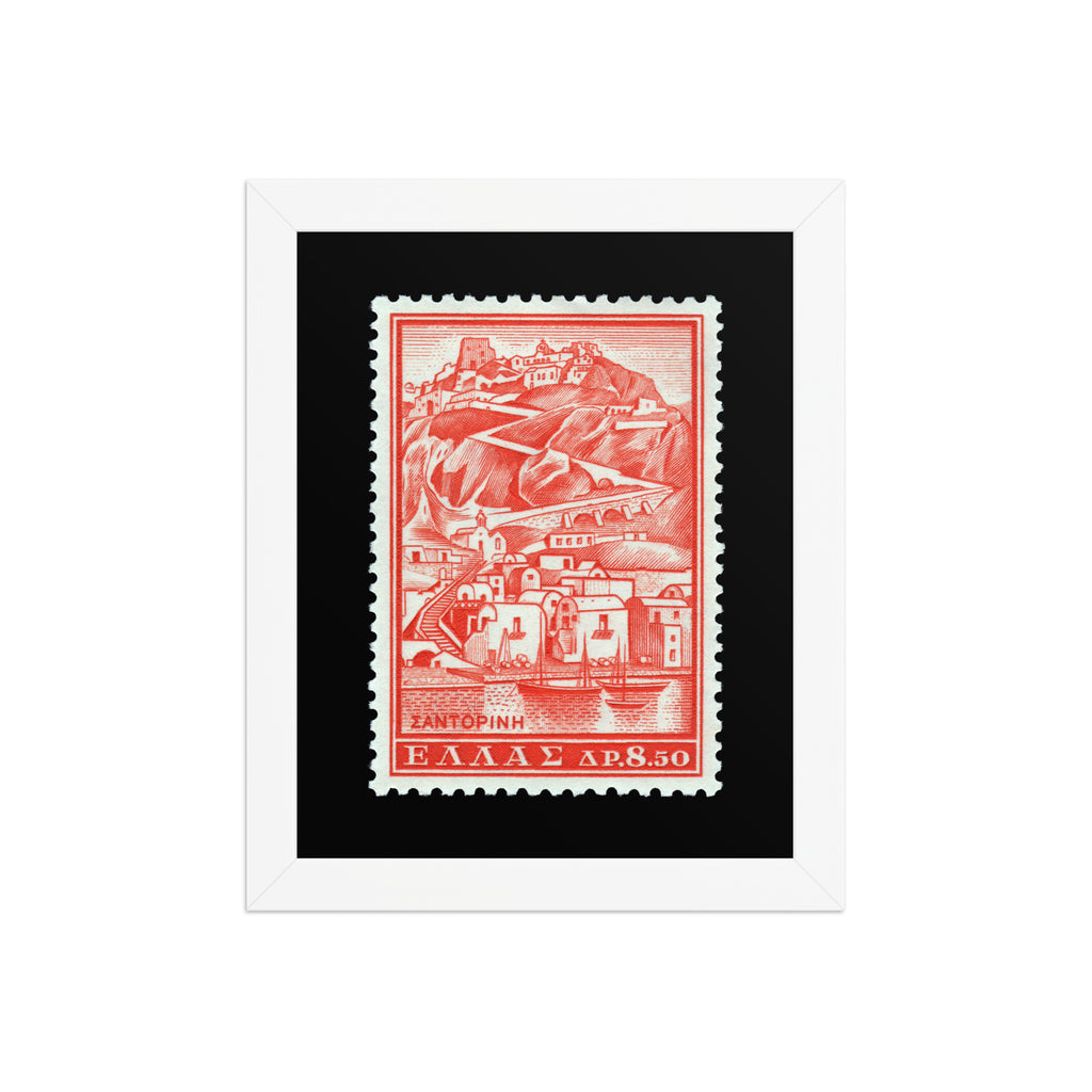 Greece Stamp #706 - 1961 - Island of Santorini Port (Framed Print)