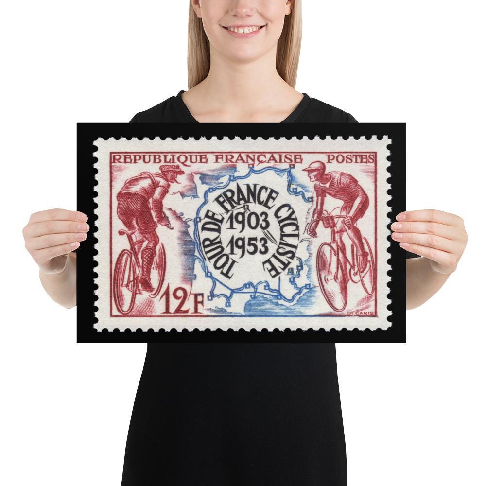 France Stamp #693 - 1953 - Tour de France (Poster Print)