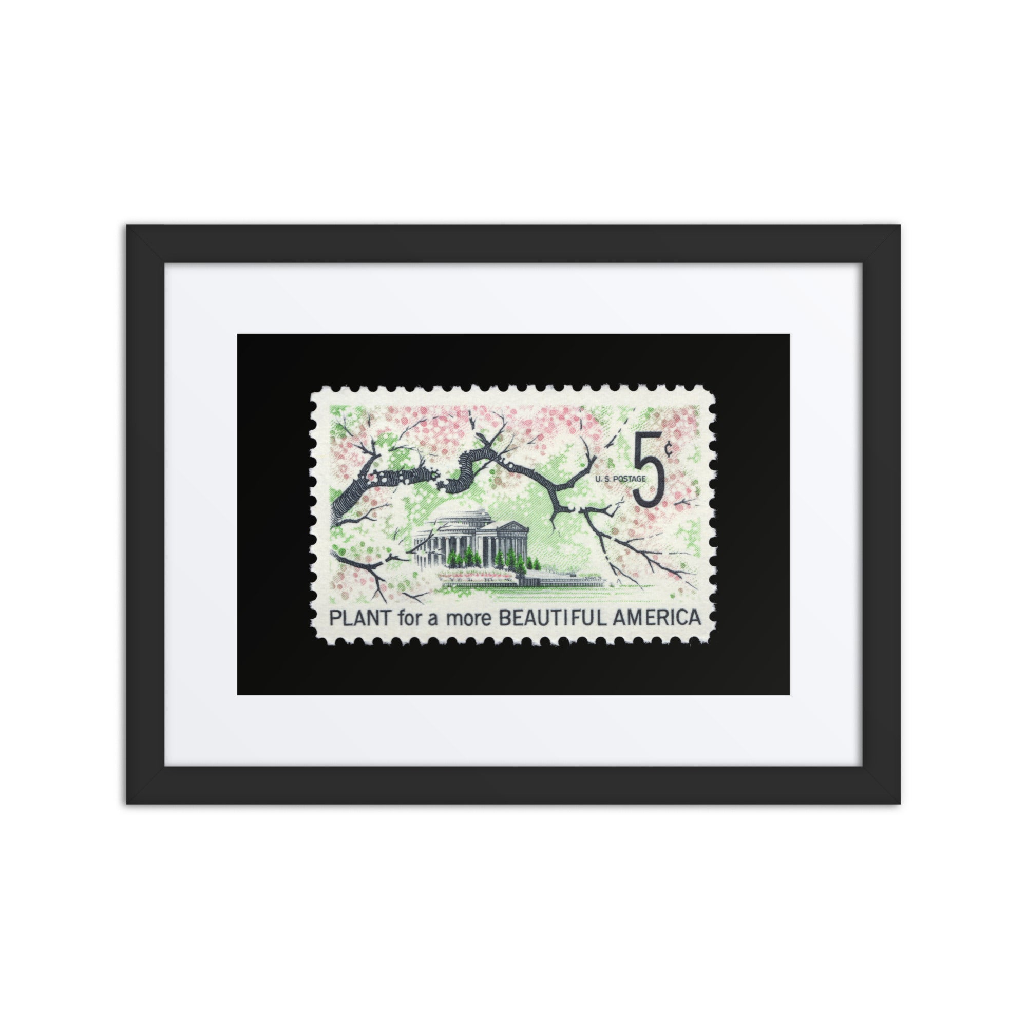 US Stamp #1318 - Plant for a more Beautiful America - Framed + Matted Print