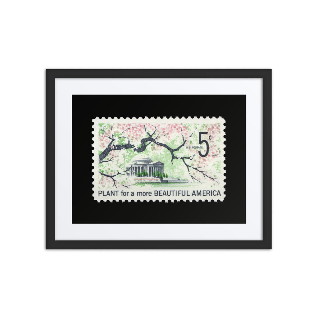 US Stamp #1318 - Plant for a more Beautiful America - Framed + Matted Print
